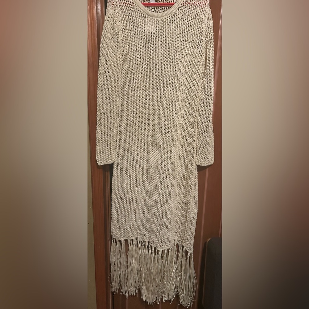 H&M Crochet look Dress beige NWT SOLD OUT SIZE XL - Picture 6 of 11